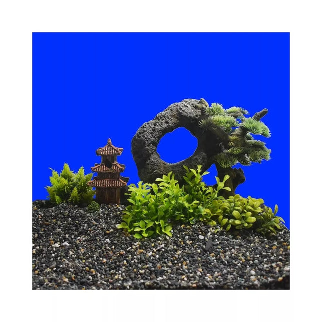 Dekoracija akvariumui Azijos šventykla, 10x9x14,5 cm