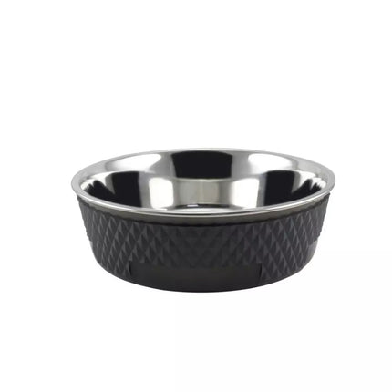 Dubenėlis gyvūnui nerūdijančio plieno, juodas, 14 cm, 350 ml