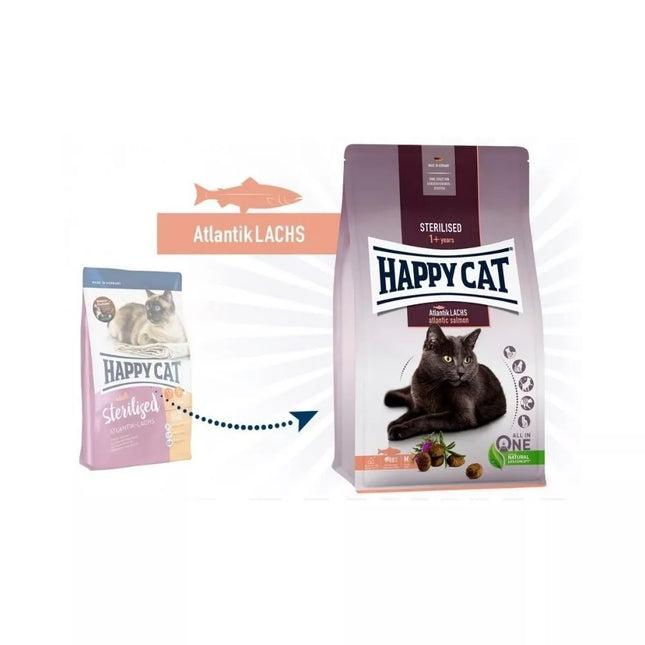 Happy Cat visavertis pašaras sterilizuotoms katėms su lašiša Sterilised Atlantik Lachs, 300 g