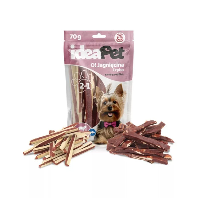 Skanėstas šunims ėrienos ir žuvies juostelės (mix), 70 g
