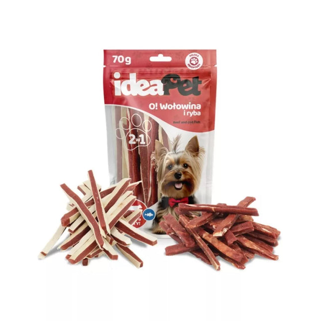 Skanėstas šunims jautienos ir žuvies juostelės (mix), 70 g