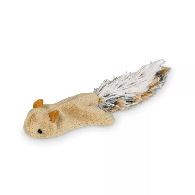 Žaislas katėms pliušinė voverė su katžole, 18 cm